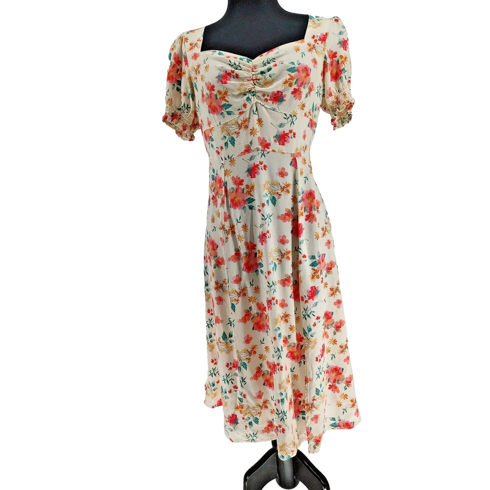 Morgan Taylor Woman Yellow Floral Fit&Flare Sweetheart Size Small Back Zip Slit